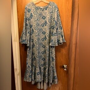 LuLaRoe Blue Floral Bell Sleeve Dress Size 2XL